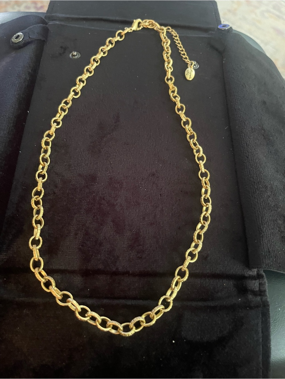 ⚜️Amanda Blu Brushed Gold Link Charm Chain Necklace Adjustable